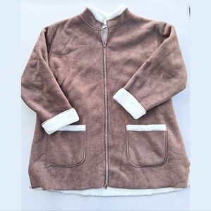 Denim & Company Brown Sherpa Jacket with White Trim